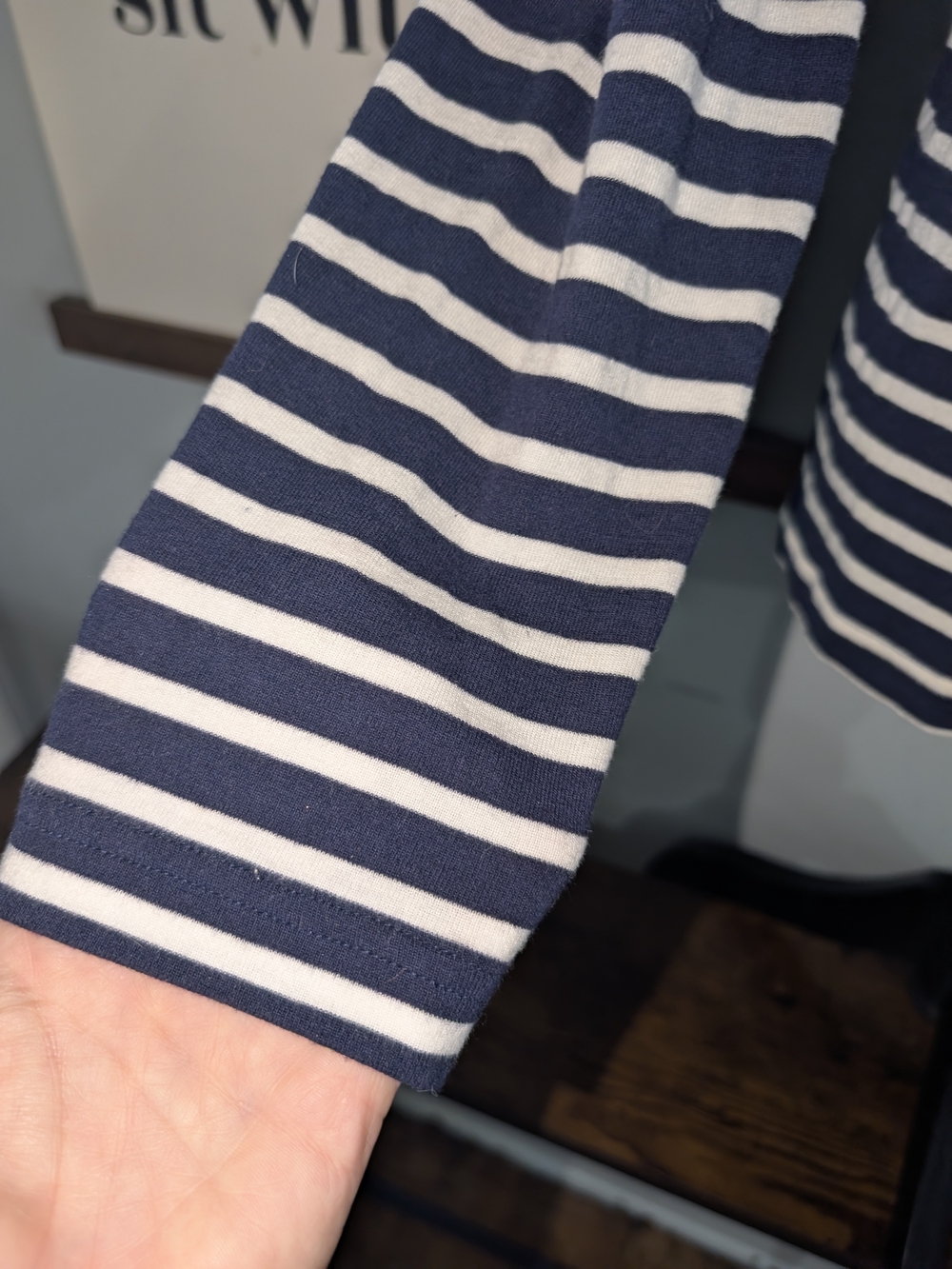 Gap Striped Boatneck Long-Sleeve Top - Navy & White XL - Picture 4 of 5